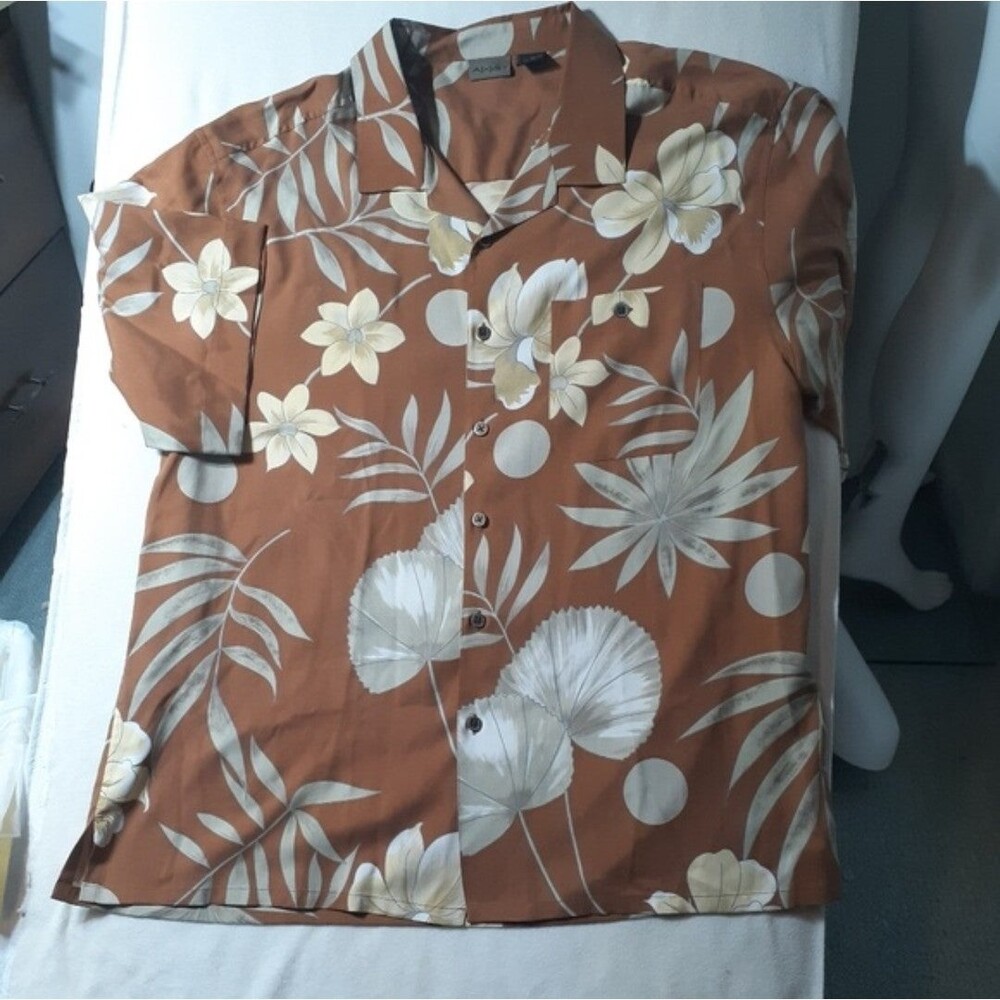 Silk Hawaiian shirt mens xl xxl axist summer top casual tropical top